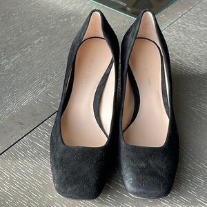 Stuart  Weitzman, Black Suede Square toe   pumps